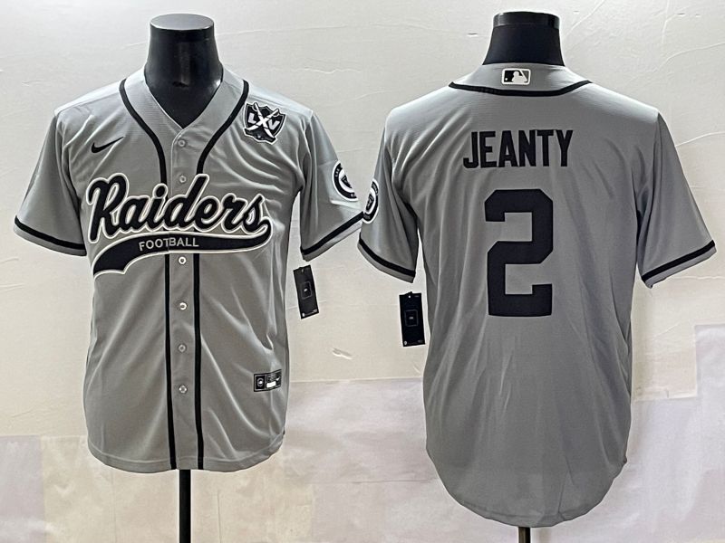 Men 2025 Oakland Raiders 2 Jeanty Grey Joint Name Nike Limited NFL Jersey style 14